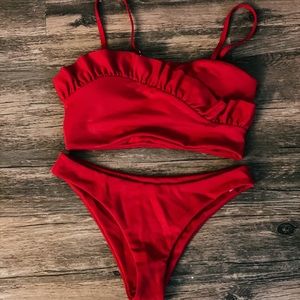 Ruffle Red Bikini Set